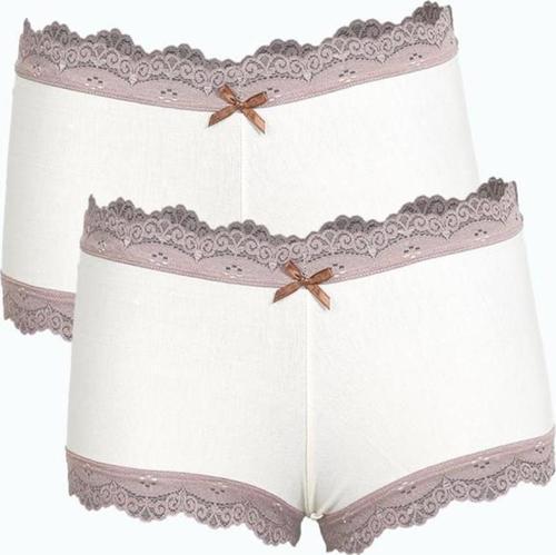 Kadın Pamuklu 2li Boxer Krem 40277