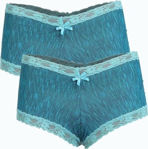 Kadın Pamuklu 2li Boxer Su Yeşili 40278