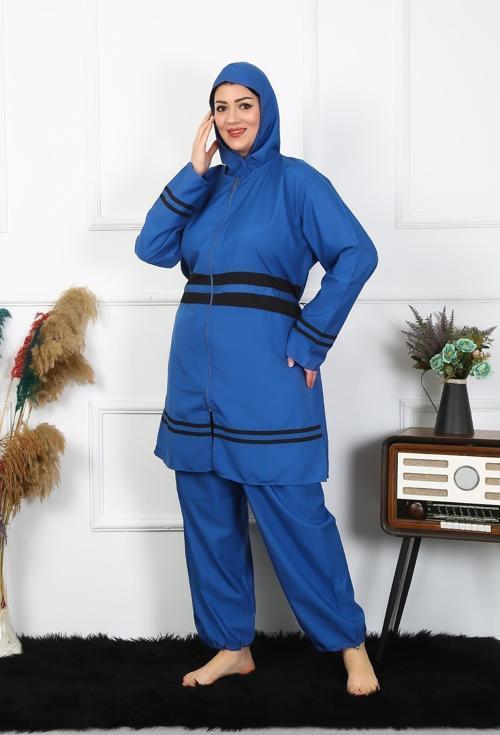 Büyük Beden Tesettür Mayo 7XL-8XL-9XL-10XL İndigo 55010