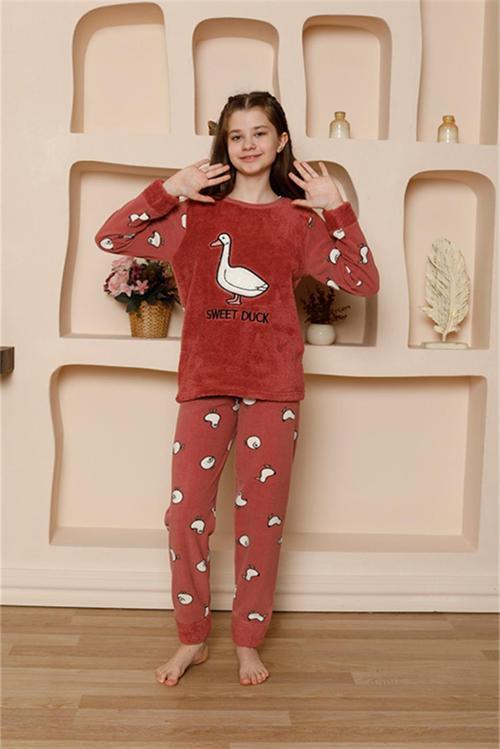 Kız Çocuk WelSoft Polar Vizon Pijama Takımı