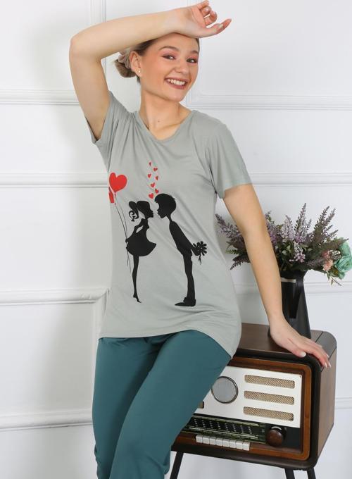 Kadın Kısa Kol Penye Pijama Takımı 4210
