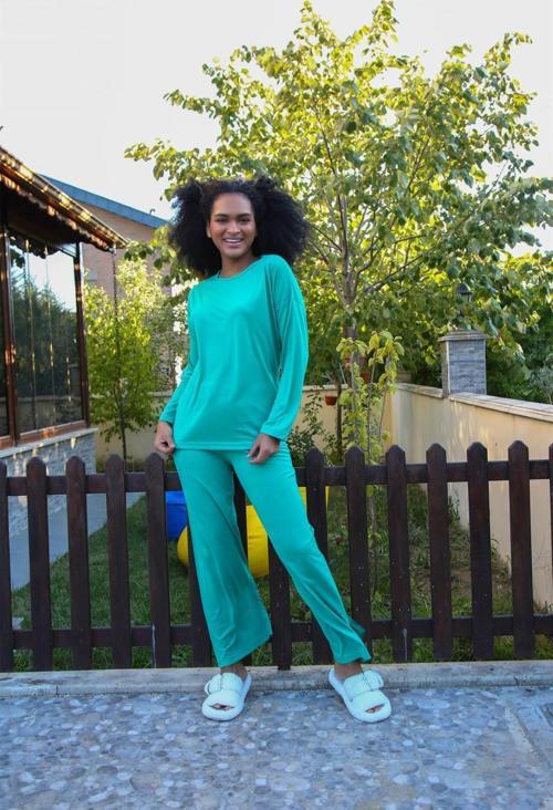 Kadın Penye Bol Paça Pijama Takım 4124
