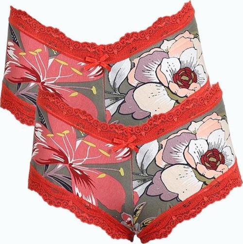 Kadın Pamuklu 2li Boxer Haki 40279