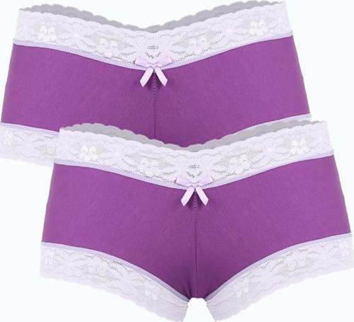 Kadın Pamuklu 2li Boxer Mor 40278