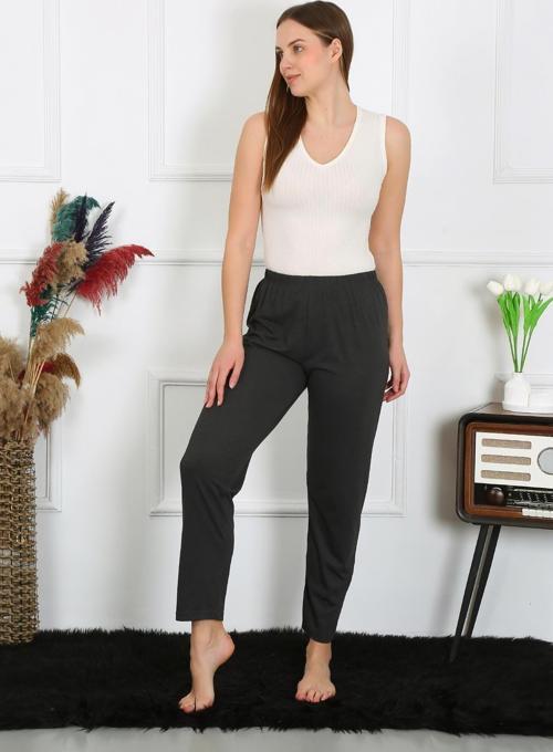 Kadın Pamuk Penye Tek Alt Pijama Füme 27514