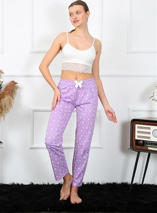 Kadın Pamuklu Alt Pijama Lila