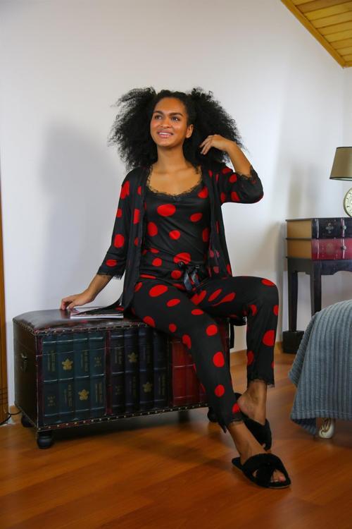 Kadın 3'lü Sabahlık Pijama Takım 20594