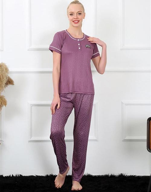 Kadın Mürdüm Kısa Kol Pijama Takım 20388