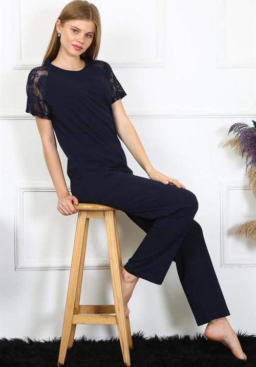 Kadın Kolu Dantelli Penye Pijama Takım 4150