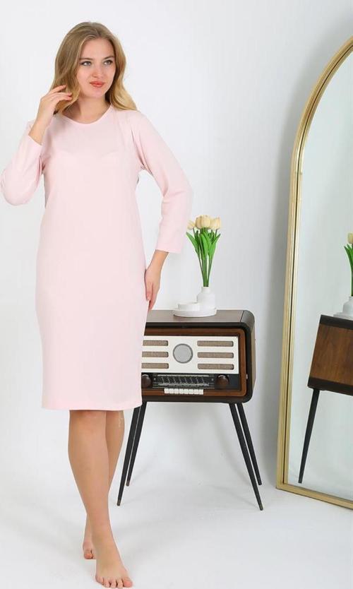 Pamuk Ev Elbisesi Tunik Gecelik Somon 13132