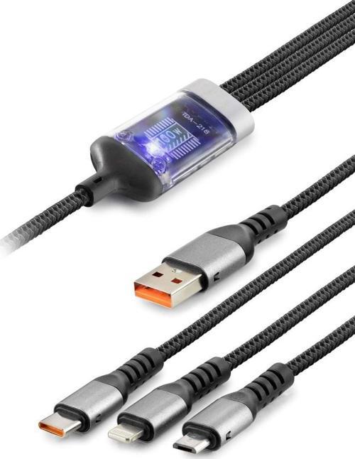 Büro Ev Ofis Cep Telefonu için Siyah 20W Usb To Type-C Lıghtnıng Usb Mıcro Hızlı Şarj Data Kablo