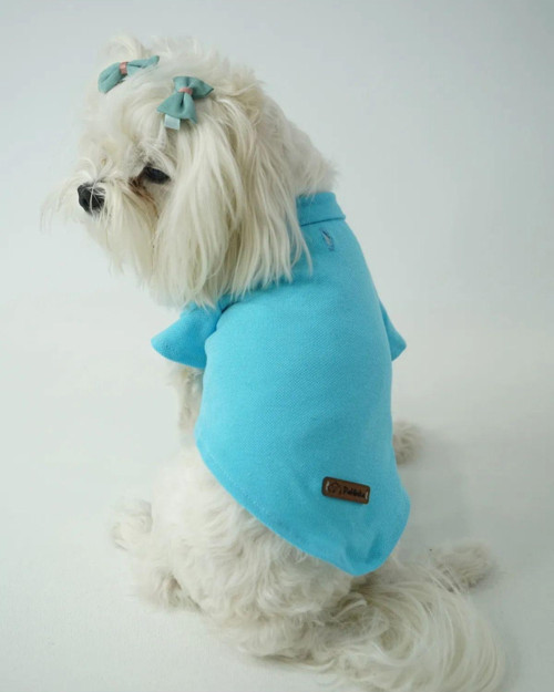 Kedi - Köpek Polo Yaka Tişört Mavi