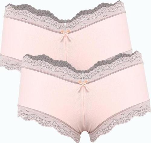 Kadın Pamuklu 2li Boxer Pudra 40277