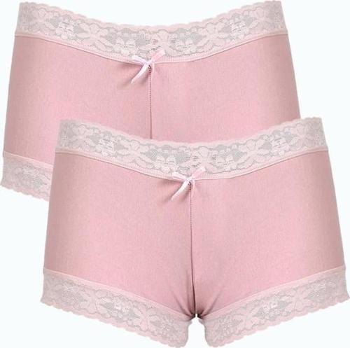 Kadın Pamuklu 2li Boxer Pudra 40278
