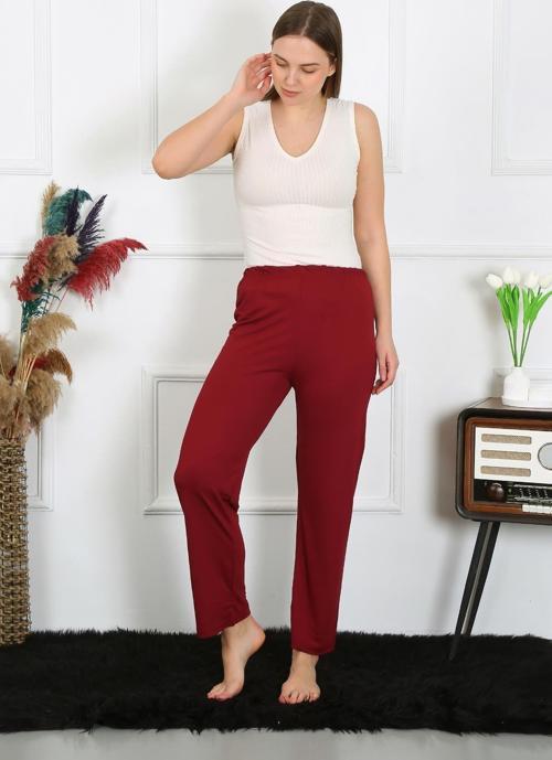 Kadın Pamuk Penye Tek Alt Pijama Bordo 27514