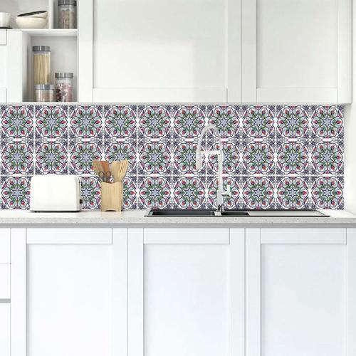 Mutfak Tezgah Arası Folyo Fayans Kaplama Folyosu Kırmızı Lale Desen 1 60 x 500