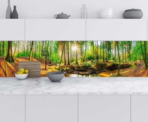 Mutfak Tezgah Arası Folyo Fayans Kaplama Folyosu Dere Orman 60x300 CM