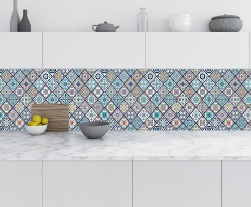 Mutfak Tezgah Arası Folyo Fayans Kaplama Folyosu Dörtgen Fas Desen 60x200 CM