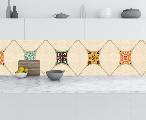 Mutfak Tezgah Arası Folyo Fayans Kaplama Folyosu Majolika Büyük Motif  60x500 CM
