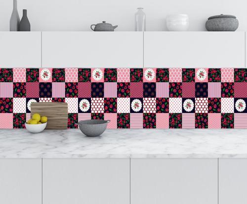 Mutfak Tezgah Arası Folyo Fayans Kaplama Folyosu Kiraz Kalp 60x400 CM