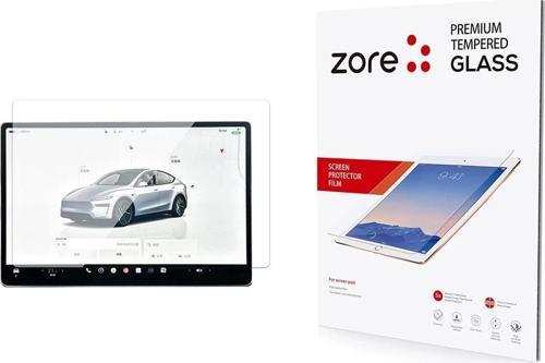 Tesla Model Y Zore Yeni Seri 2in1 Temperli Cam Araç Multimedya Ekran Koruyucu