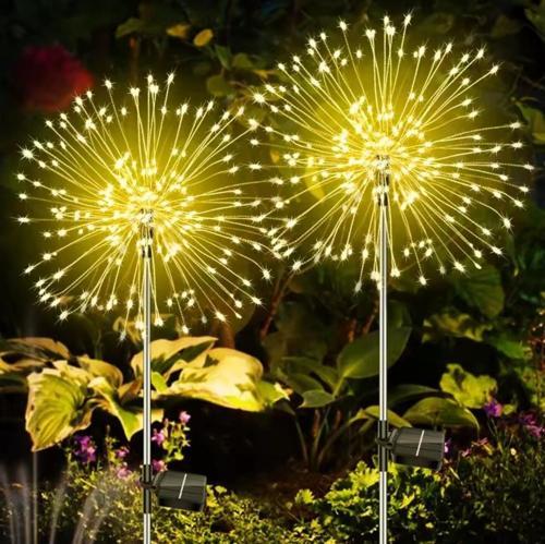 GÜNEŞ ENERJİLİ 200 LED SARI RENK HAVAİ FİŞEK LED BAHÇE AYDINLATMA SOLAR BAHÇE SÜSÜ SGE1003