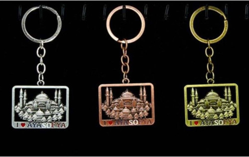 Metal Ayasofya Anahtarlık Kare Tasarım