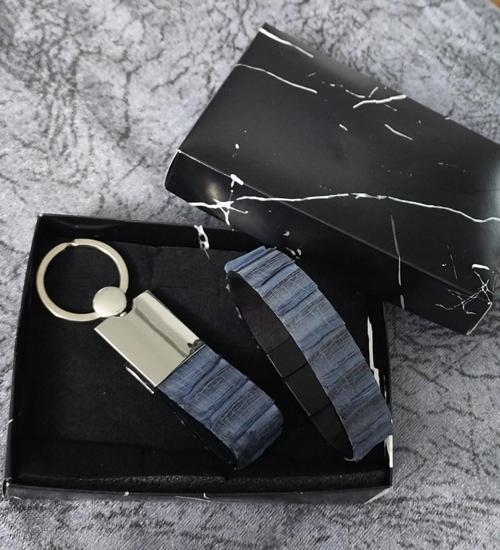 Kişiselleştirilebilir Anahtarlık & Bileklik Set ( % 100 Yılan Derisi )