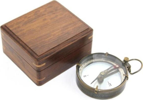 Ahşap Kutulu Pirinç Pusula Model 13