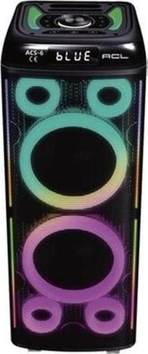 ACS-6 80W Bluetooth Hoparlör | 2x8” İnç Speaker, Mikrofonlu ve RGB Yüksek Ses Parti ve Karaoke