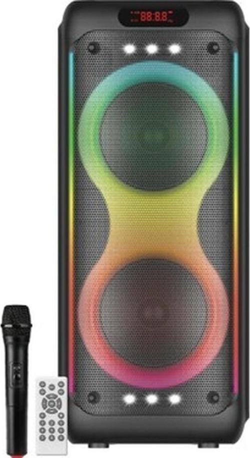 BTS-1829 100W Karaoke Ses Sistemi 2X10 Inç Rgb Efektli Party Box Mikrofonlu Bluetooth Hoparlör
