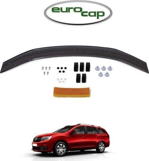 Dacia Logan Uyumlu  Mcv Ön Kaput Koruma Rüzgarlığı 3mm Akrilik (ABS) Parlak Siyah Deflektör 2014->