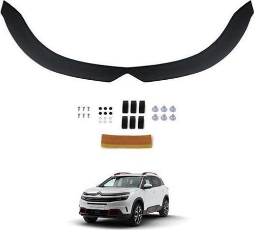 Citroen C5 Uyumlu  Aircross Ön Kaput Koruyucu Rüzgarlık 4 mm Akrilik  abs Piano Black 2017