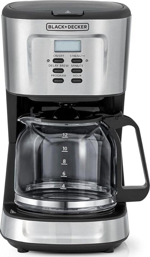 900W 12 Fincan Programlanabilir Kahve Makinesi - 1.5L Cam Sürahi, Dijital LCD Ekran