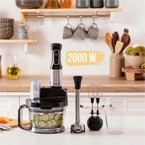 C / F 4 Lü Paslanmaz Çelik Bıçaklı 2000W Blender ve Mutfak Robotu, Siyah Modern 1200 Watt + Plastik