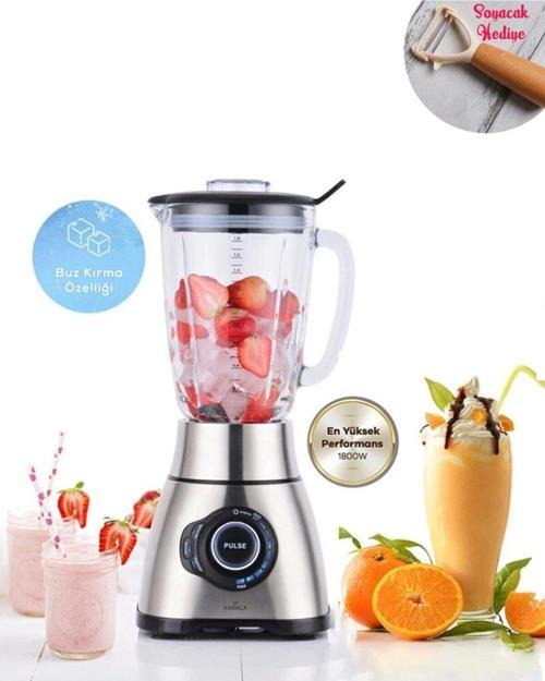 smothiler, milkshakeler, sebze suları Buz Kırıcı 1.8LT CAM Hazneli Smoothie Blender 1800W İNOX Gövde