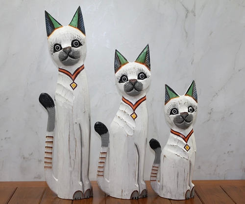 Ahşap 3'lü Kedi Seti 50 Cm Okas:1