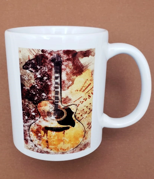 Vintage Tasarım Gitar Baskılı Kupa
