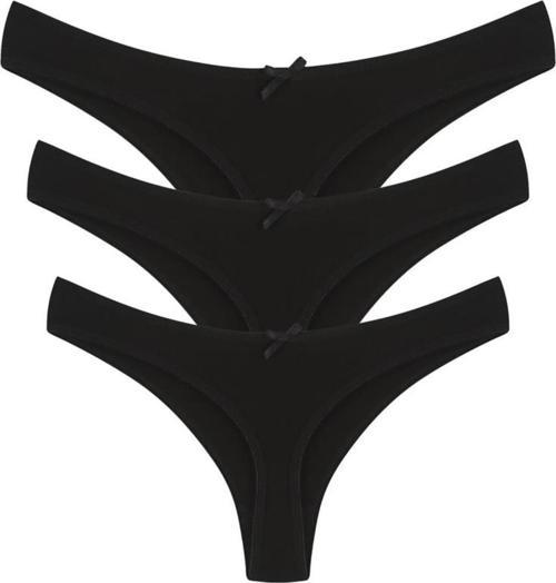 Pamuklu 3lü Tanga Külot Siyah 40250