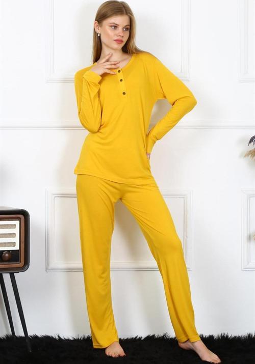 Kadın Penye Uzun Kol Patlı Pijama Takım 4167