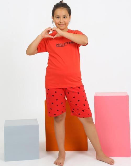 Kız Çocuk Şortlu Kısa Kol Penye Pijama Takımı