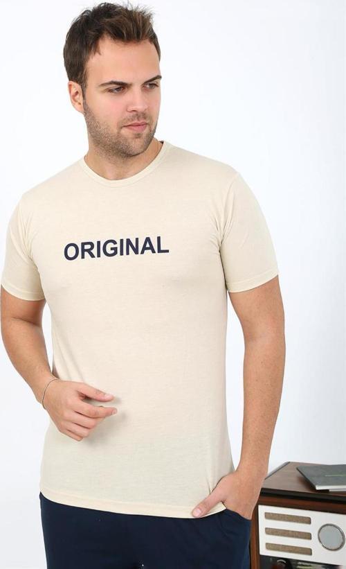 Erkek Kısa Kol Penye Pijama Takımı 6867 Krem