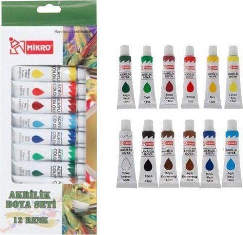 Mikro Akrilik Boya Tüp 12li - 2 paket