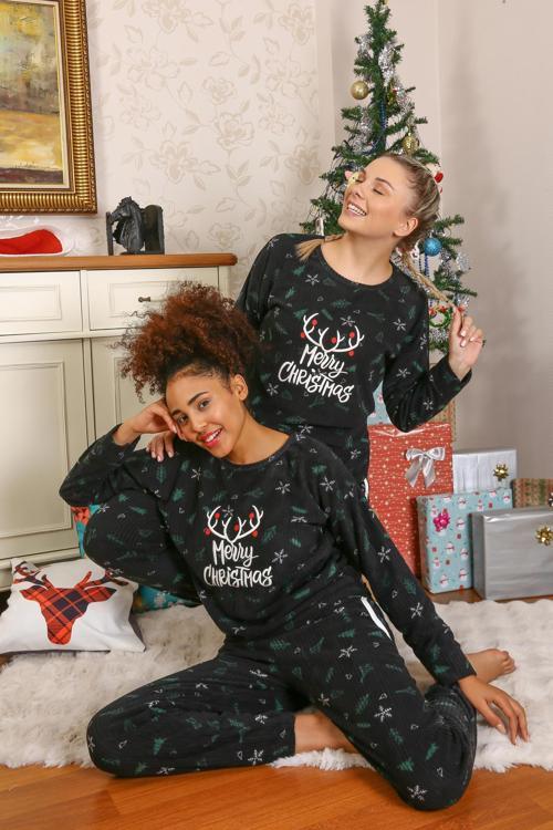 Merry Christmas Welsoft Polar Kadın Pijama Takımı 8514