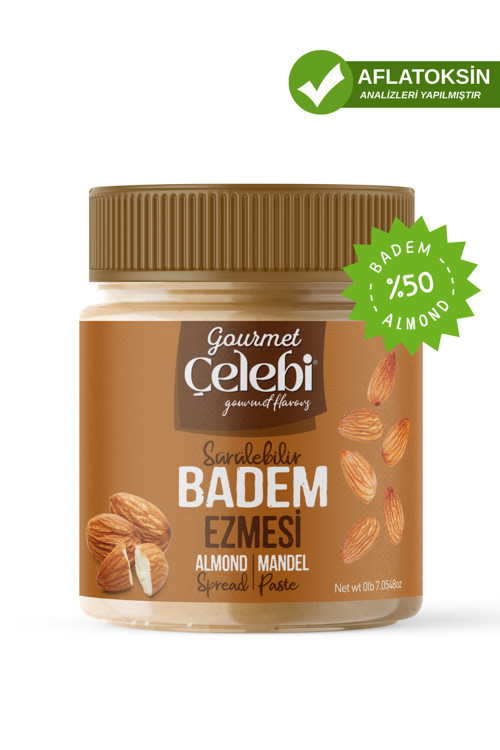 Badem Ezmesi 200gr - Kahvaltılık Sürülebilir Badem Ezmesi (%50 Gerçek Badem Oranı)