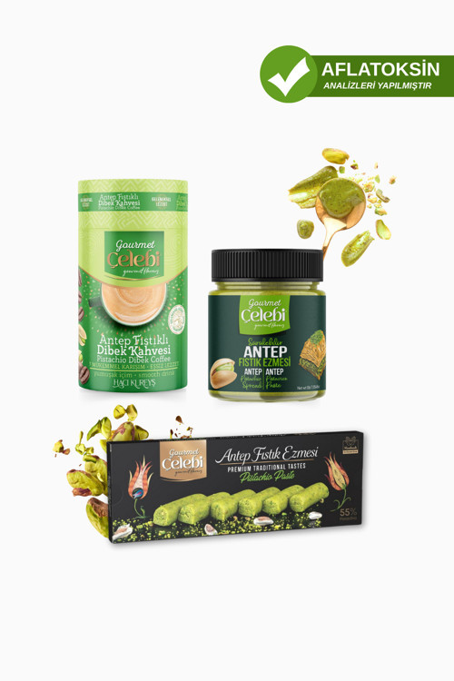 Antep Fıstığı Ezmesi 200 Gr - Sargılı Ezme 200 Gr - Fıstıklı Dibek Kahvesi Avantaj Paket 3'lü