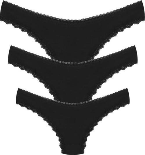 Pamuklu 3lü Tanga Külot Siyah 40251