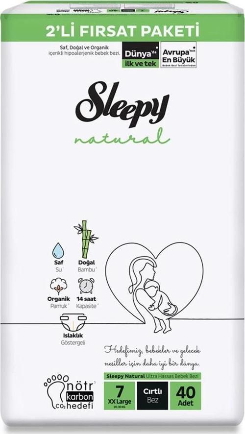 Nessiworld Natural Bebek Bezi 2'Li Fırsat Paketi 7 Beden 40 Adet