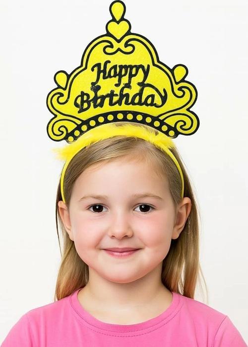 Nessiworld Sarı Happy Birthday Prenses Tacı – Doğum Günü Taç Aksesuarı