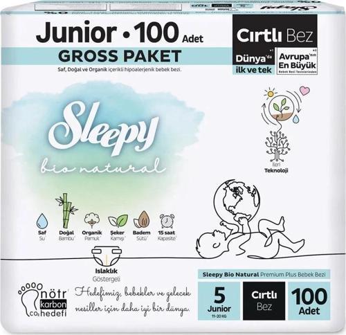 Nessiworld Sleepy Bio Natural Bebek Bezi Gross Paket 5 Beden 100 Adet